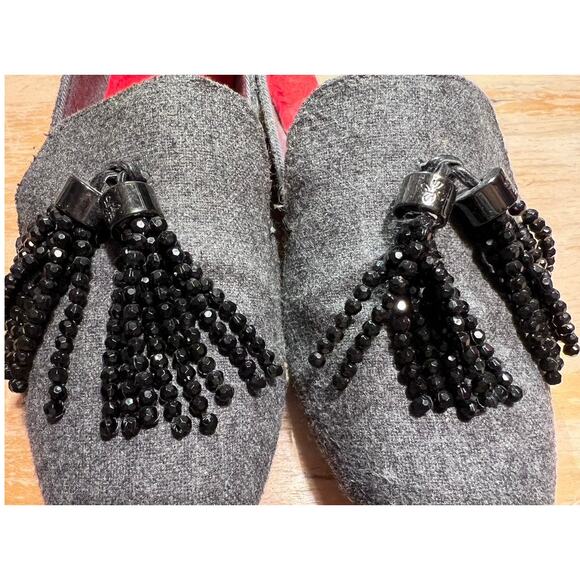 Simply Vera Beaded Tassel Smoking Shoe Flats Slip On Loafer Sz 7.5 Gray Preppy - Picture 9 of 10